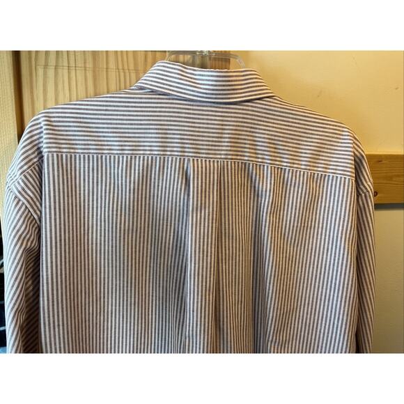 cambridge classics vtg mens 18 34/35 red striped LS button up cotton blend shirt - Picture 7 of 15